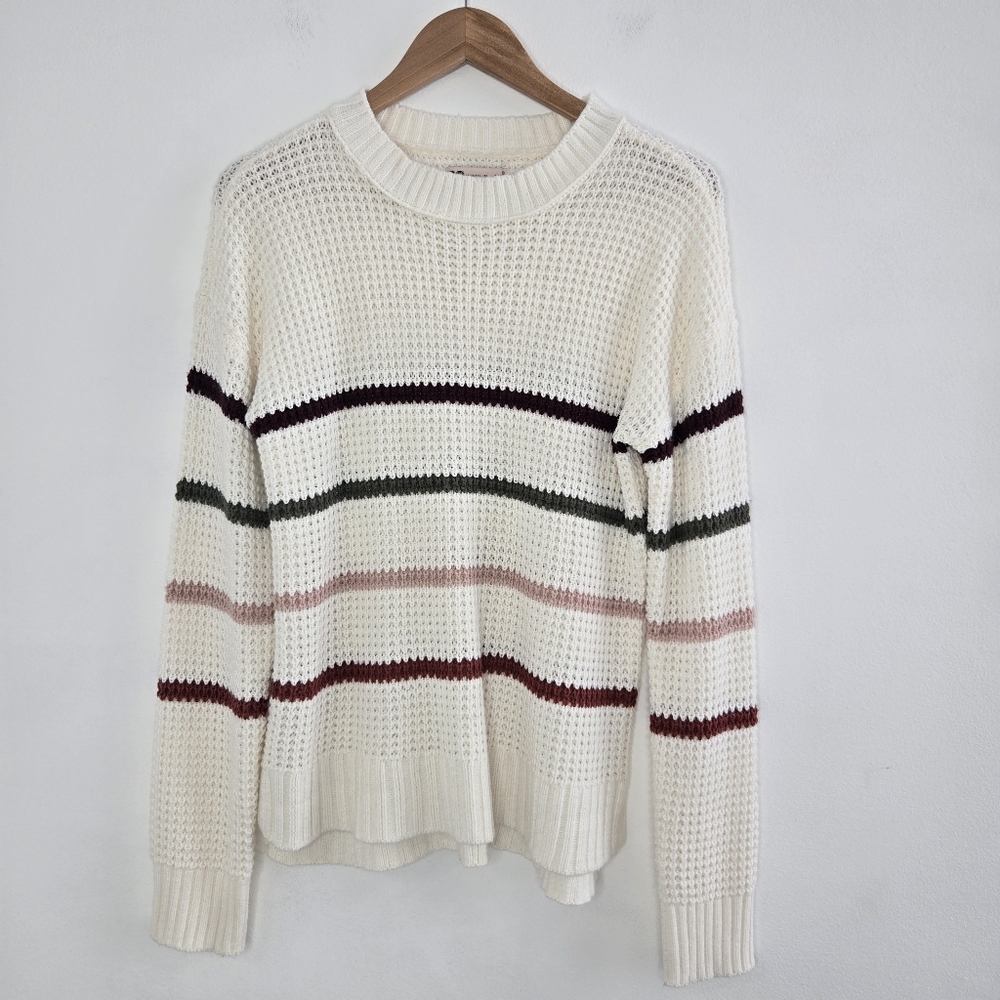 SO Striped Cream Knit Sweater Size Small